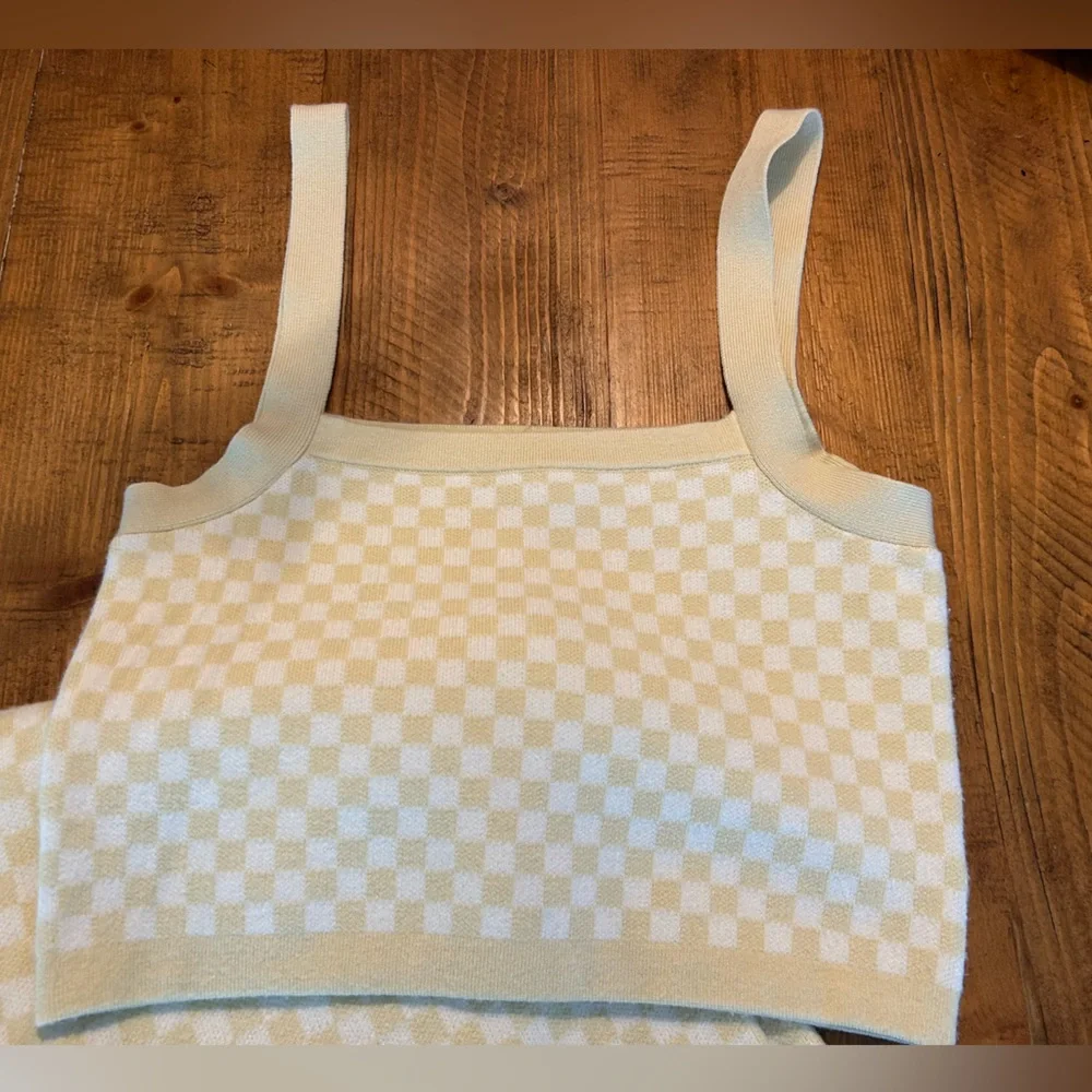 Rylee + Cru Checker Set in Yellow. Bottoms size XS and Top size S - Picture 3 of 13